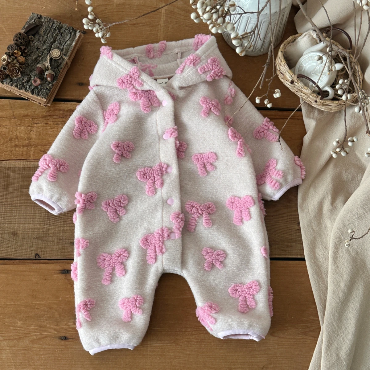 Baby Girls Hooded Romper 3D Bo - Newborn Baby Girl Romper Floral review and price